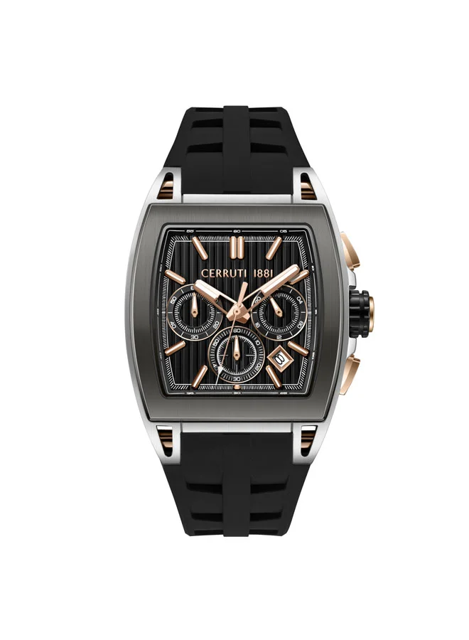 Belluno Black Dial Silicone Strap Chronograph Watch for Men, 41.5mm